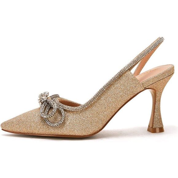 Wedding Women's Rhinestone Ankle Strap Heeled Sandals Satin Pointy Toe Stiletto - Picture 3 of 5